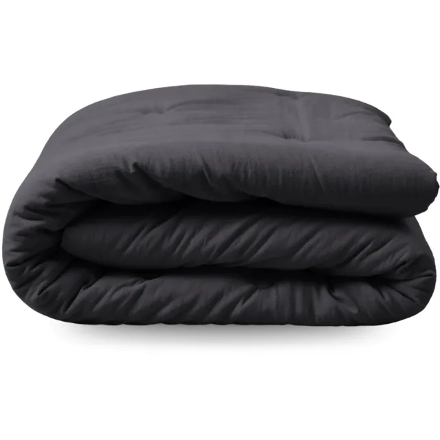 Zelesta Japandibed Katoen Mousseline - Dekbed zonder overtrek katoen - Wasbaar dekbed - Met vaste overtrek - Anthracite - 200x200cm