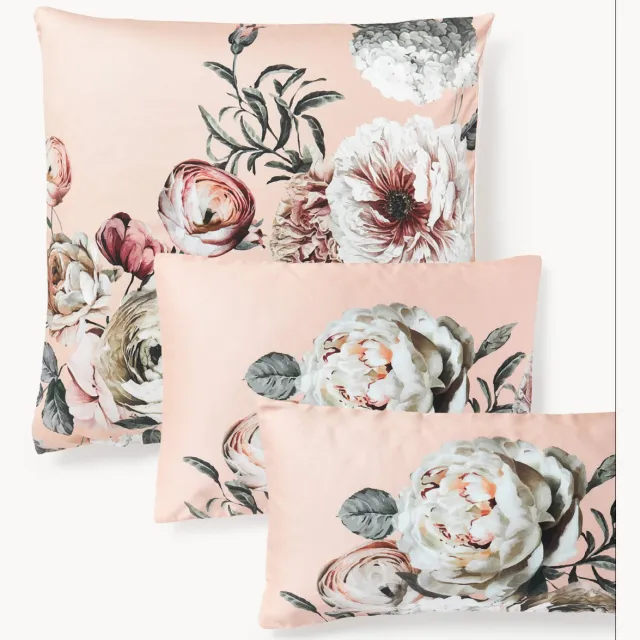 Westwing Collection Katoensatijnen kussenhoes Blossom Roze
