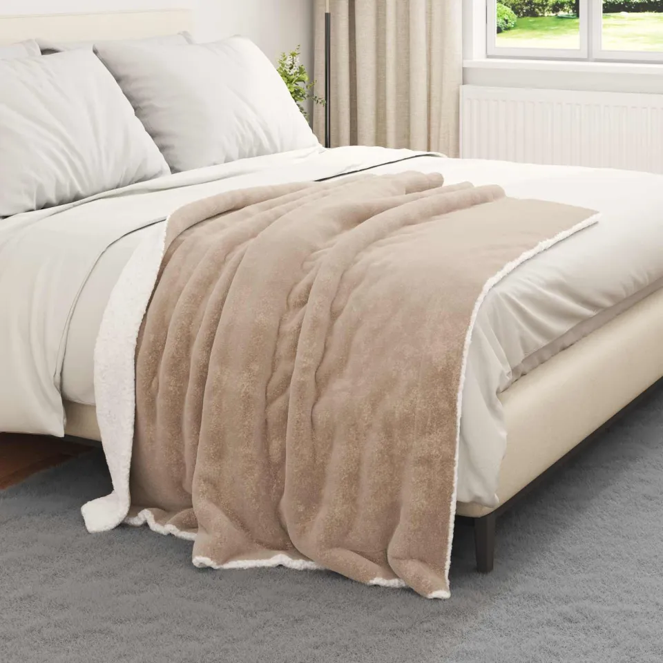 vidaXL plaid Camel 150 x 130 cm 1 kg Fleece, foto 3