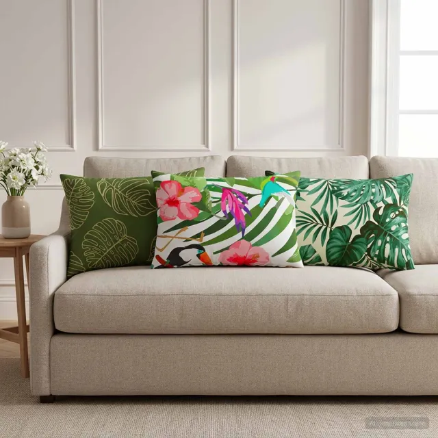 vidaXL Kussensloop 2 st HEERLEN Bladpatroon 40 x 60 cm Polyester Groen