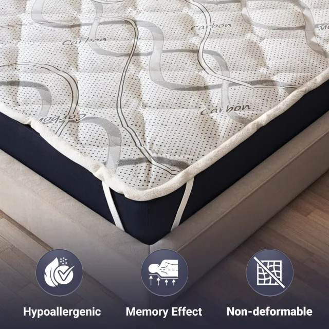White Stone The White Stone Topmatras 165x195 ademend hoogte 5 cm | Ergonomische matraskorretor | Vulling van zachte watten | Hypoallergeen en anti-huismijt stof Bianco