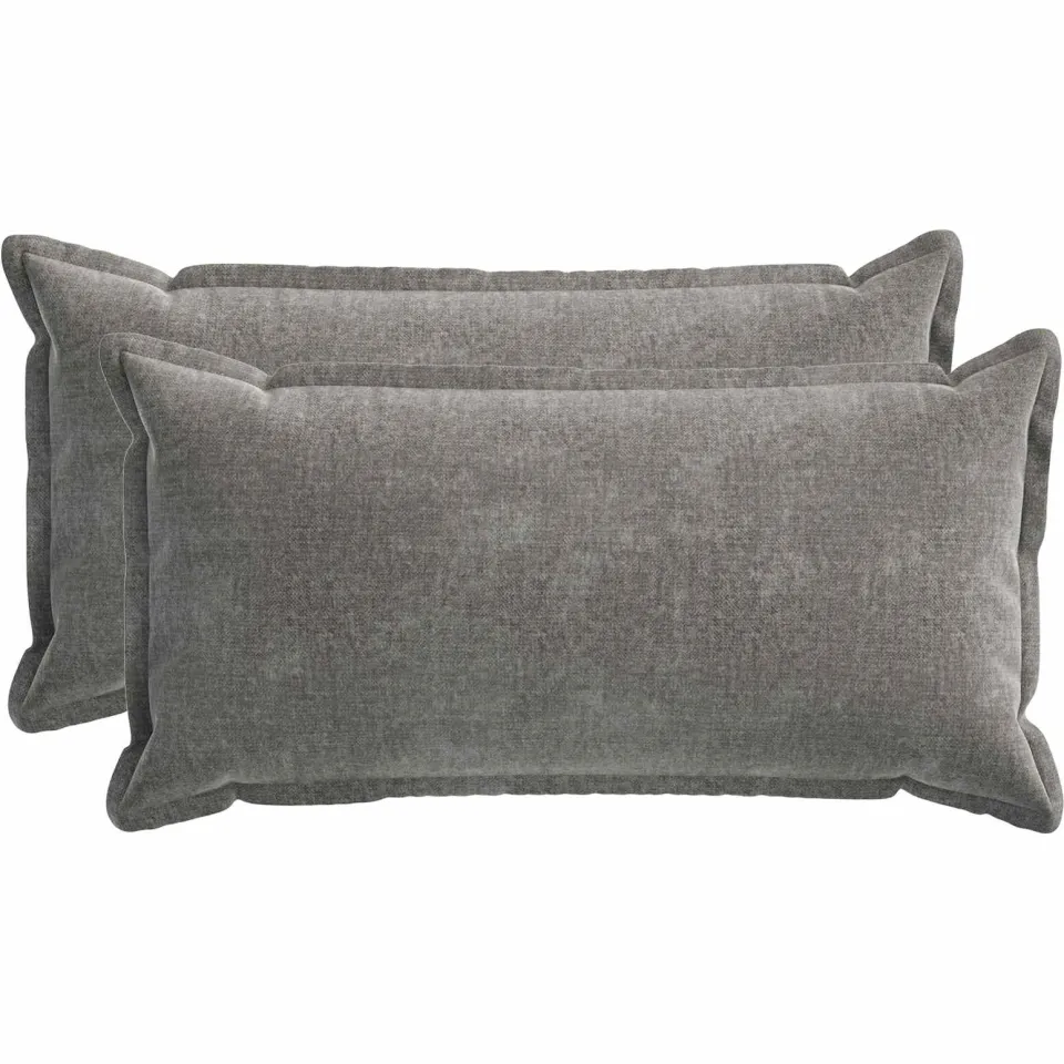 vidaXL Kussensloop 2 st HOUTEN Donkergrijs 40 x 80 cm Chenille Stof, foto 3