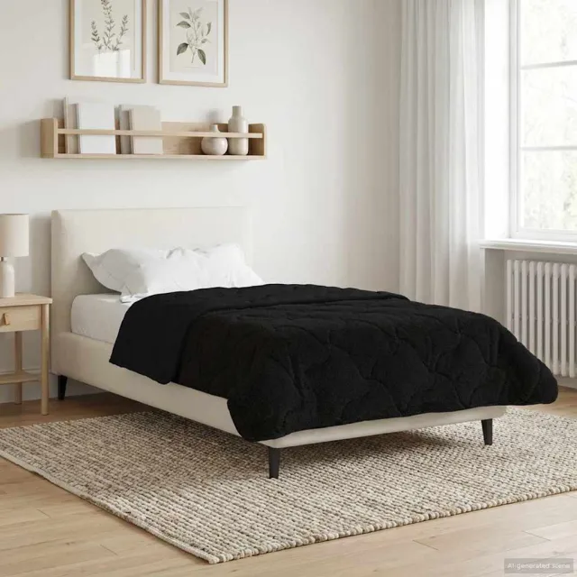 vidaXL Zomer Dekbed 155 x 200 cm Zomer Zwart Ademend