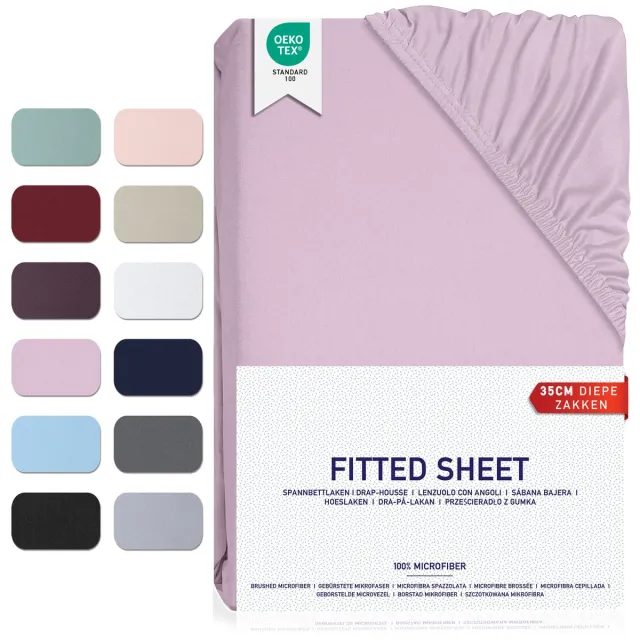 BARBONS hoeslaken 90x200 - 35 cm Matrashoogte - Rondom Elastiek - Geborsteld Microvezel Lavendel