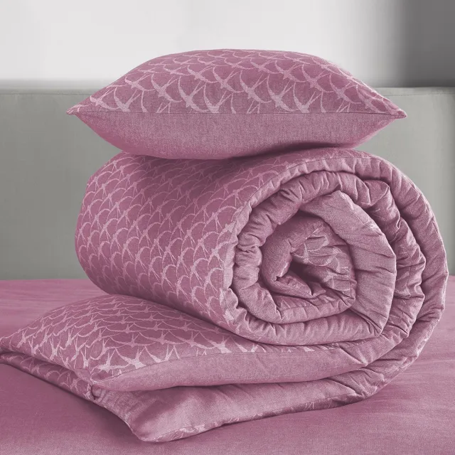 De Witte Lietaer Dekbedovertrek Birds Lilac - Eenpersoons - 140 x 200/220 cm - Flanel Roze