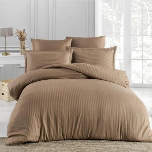 Lubna Home Dekbedovertrekset 240x220/200cm 100% KATOENSTAIJN -2XKUSSENSLOOP 60X70 cm -LITS-JUMEAUX-BRUIN