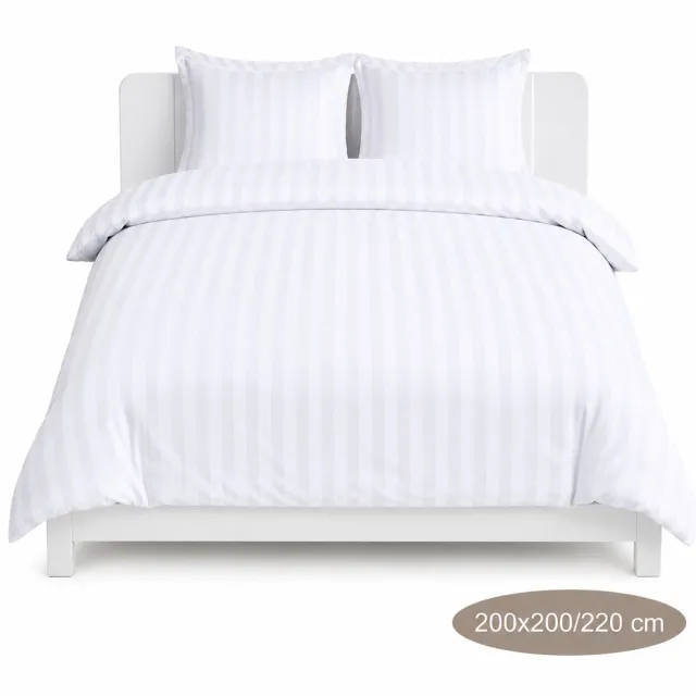 Roden Blue Gestreept Dekbedovertrek - Wit - 200x200/220 cm - Zacht & Ademend - Strijkvrij - Inclusief Kussenslopen - Hotel Luxe Uitstraling