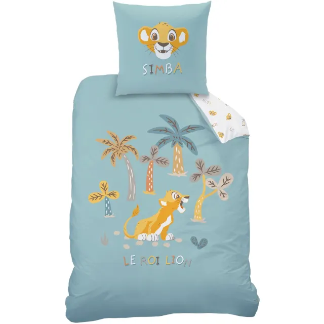 Disney The Lion King Dekbedovertrek, Savana - Eenpersoons - 140 x 200 + 63 x 63 cm - Katoen Blauw