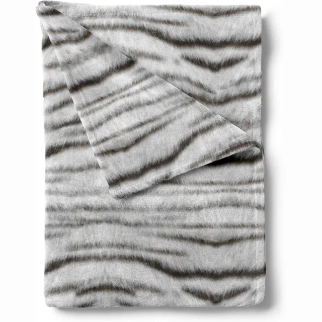 iSleep Plaid - Siberische Tijger Print - Zachte Fleece - 140x200 cm - Grijs