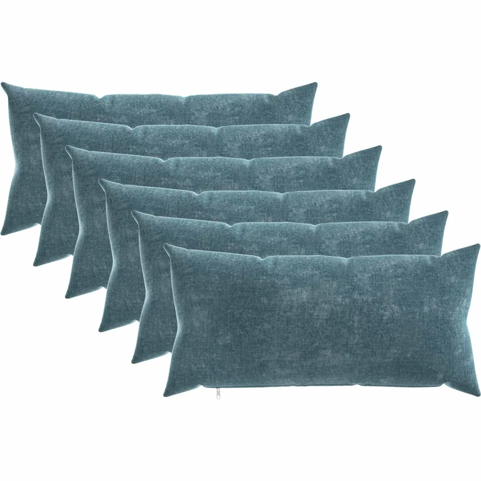 vidaXL Kussensloop 6 st HEERLEN Blauw 40 x 80 cm Chenille Stof, foto 3