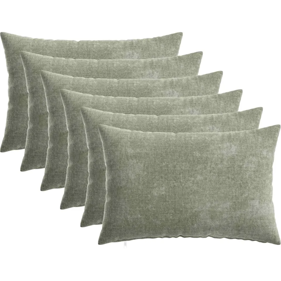 vidaXL Kussensloop 6 st HEERLEN Groen 50 x 70 cm Chenille Stof, foto 3