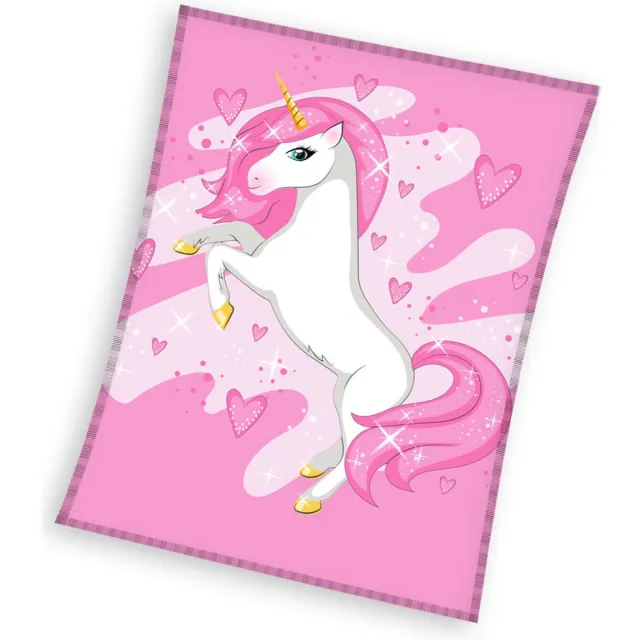 Unicorn Fleeceplaid Pink - 150 x 200 cm - Coral Fleece Roze