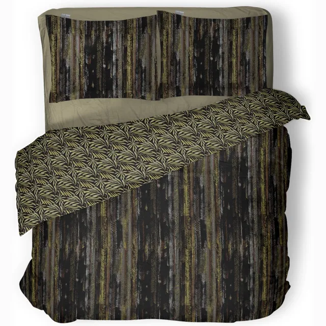 LINNICK Dekbedovertrek Katoen Luxe Herringbone - Black - Dekbedovertrek 200x200/220cm - 100% Katoen - Tweepersoons - Dekbedovertrekken - Gestreept Dekbedovertrek