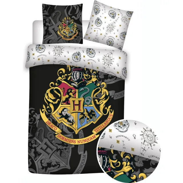Harry Potter Dekbedovertrek - Hogwarts zwart - 140 x 200 cm