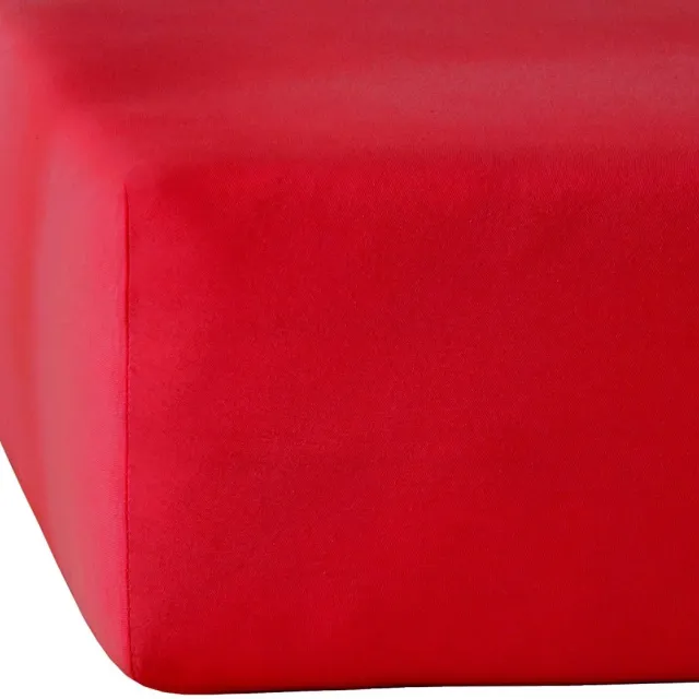 Moodit Hoeslaken Alina Uni Deep Red - 180 x 200/220 cm - Katoen Jersey Rood