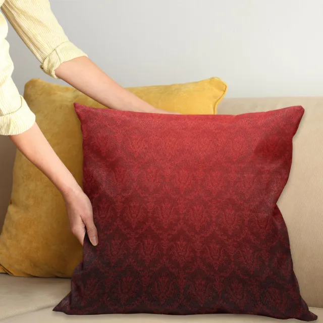 ABAKUHAUS Kussenhoes – Vintage Bloemen Ombre – 40x40 cm – Zwart-Rood Zwart Rood