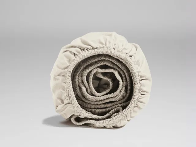Yumeko hoeslaken percal katoen wit zand 140x190x30 - Bio, eco & fairtrade White Sand
