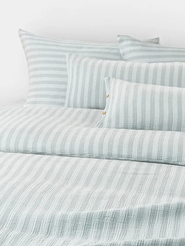 Westwing Collection Mousseline dekbedovertrek Saige Lichtblauw