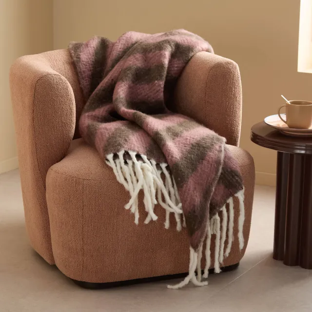 NOUS Living Launic plaid oudroze en donkerbruin, foto 2