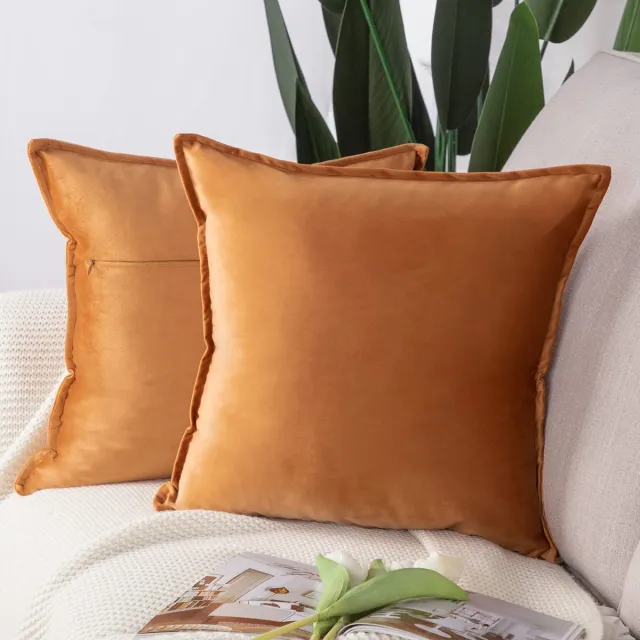 Ibenzoa Set van 2 luxe sierkussenhoezen in elegante Europese stijl voor bank en slaapkamer, oranje, 45 x 45 cm