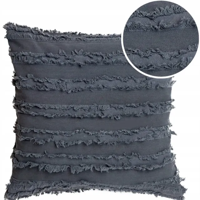 DOMAREX Decoratieve Kussenhoes 45x45cm Boho Katoen met Franje - Grijs