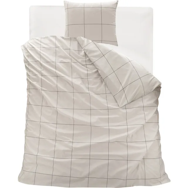 Homéé® Homéé Dekbedovertreksets Hollandse carré 100% katoen eenpersoons 140x200/220 cm + 1 sloop - half wit half wit & zwarte carre