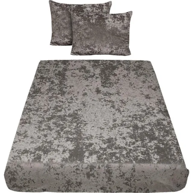 Velvet Couture Velvet Hoeslaken Taupe 140x200 (2-persoons) Hoekhoogte 30 cm - Met Kussenslopen Set (60x70 cm)