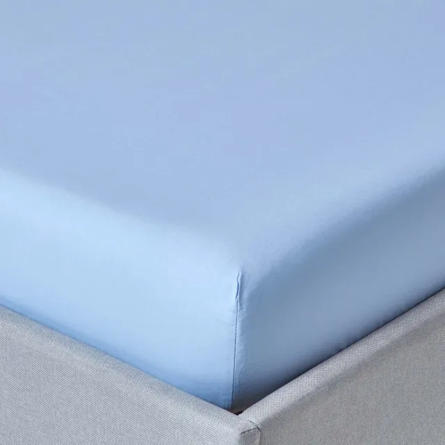 Homescapes Hoeslaken 90x190 cm – Blauw – 100% Egyptisch Perkal Katoen – 200 TC