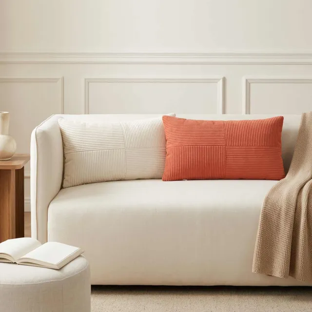 vidaXL Kussensloop 12 st ALMELO Rood-oranje 40 x 80 cm corduroy