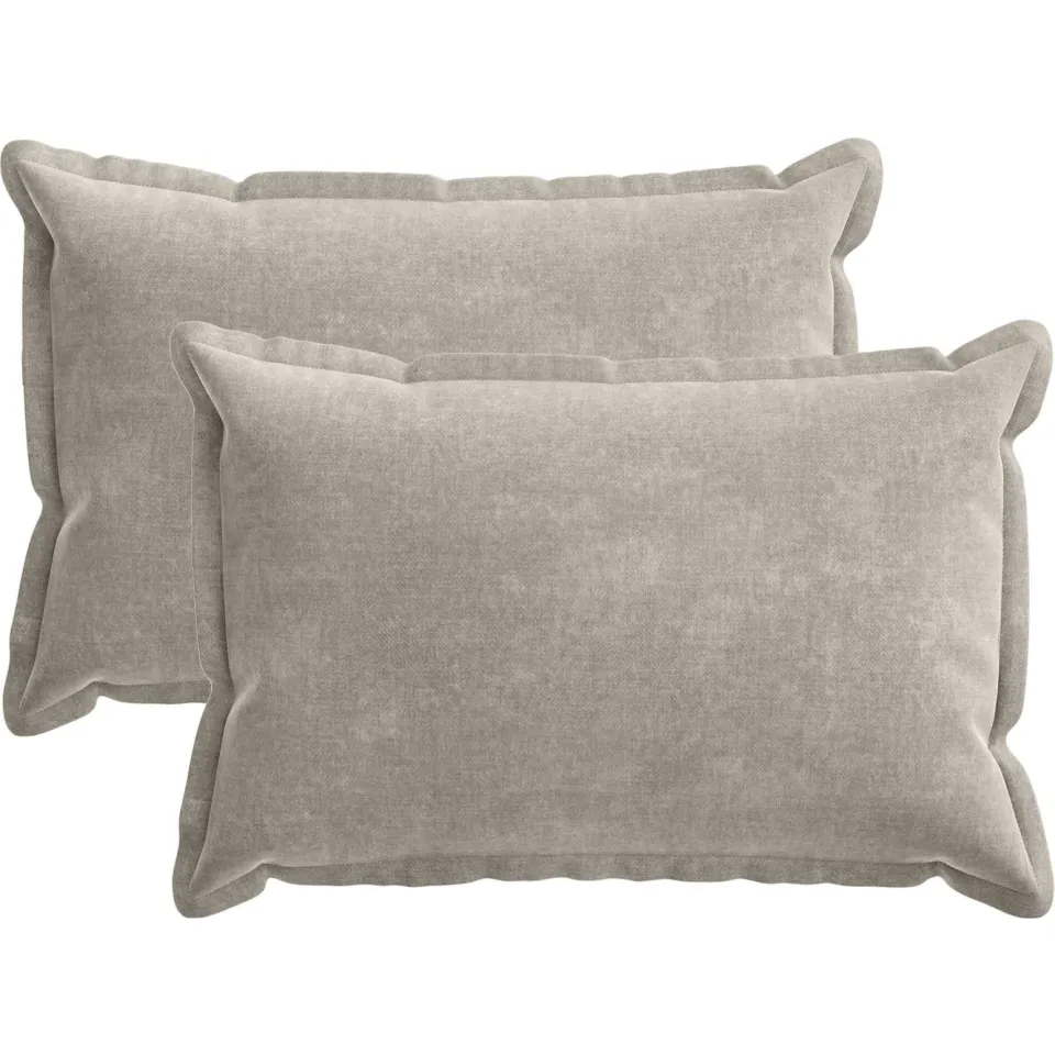 vidaXL Kussensloop 2 st HOUTEN Lichtgrijs 40 x 60 cm Chenille Stof, foto 3