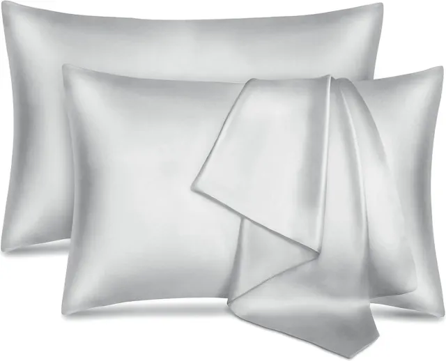 BOTC Kussensloop - Glans Satijn - Set van 2 - 51x76cm - Anti allergeen - Huidverzorging - Haarverzorging - Grijs