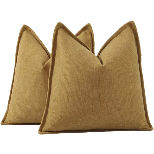 Ibenzoa Set van 2 Zachte Chenille Kussenhoezen, Mosterdgeel 45x45cm