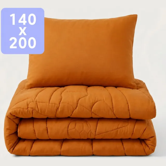 Happybed Kinderdekbed zonder overtrek - Wasbaar dekbed - Dekbed zonder hoes - 2 in 1 dekbed - Dekbed met print - Hoesloos dekbed - Oranje
