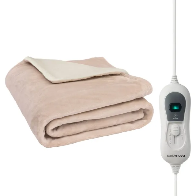 Seranova Elektrische Deken - 160x120 cm - 1 Persoons Warmtedeken - Dubbelzijdig Fleece - Knuffeldeken - Beige Beige (Sand Beige)