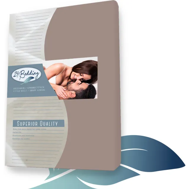 24-Bedding Badstof Splittopper Hoeslaken 180 gr/m2 - 180x200 cm - Taupe