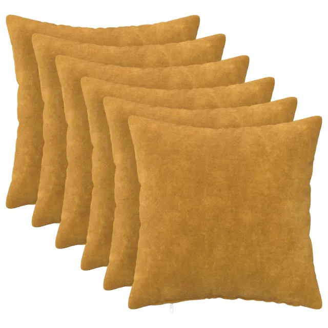 vidaXL Kussensloop 6 st HEERLEN Geel 35 x 35 cm Microfiber Fleece