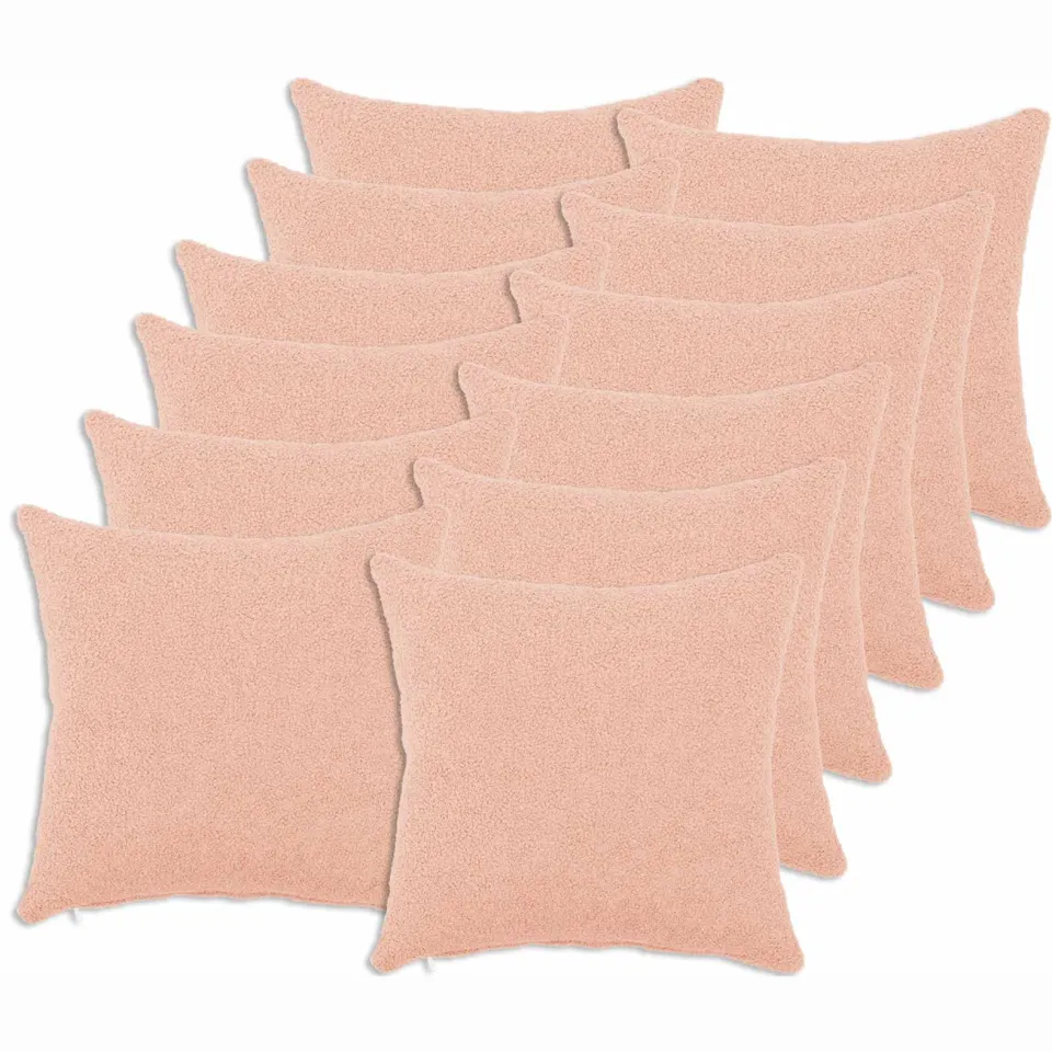 vidaXL Kussensloop 12 st HEERLEN Roze 40 x 40 cm Bouclé, foto 3