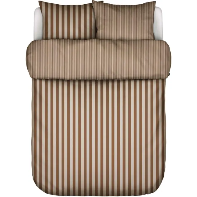 Marc O'Polo Classic Stripe Dekbedovertrek Toffee Brown - Lits-Jumeaux - 240x200/220 cm