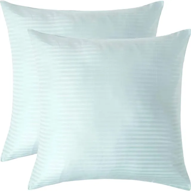 Homescapes Satijn Streep Katoen Kussensloop 80x80 cm – Set van 2 – Aquablauw – 100% Egyptisch Katoen – Draaddichtheid 330