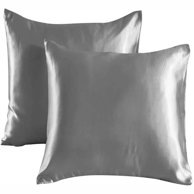 Maisentiel Satijnen Kussenslopen 2-Pack 80 x 80 cm – Verborgen Rits – Donkergrijs