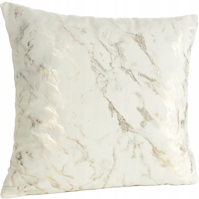 Eurofirany Decoratieve Kussensloop Doris 45x45cm - Crème met Gouden Marmerprint