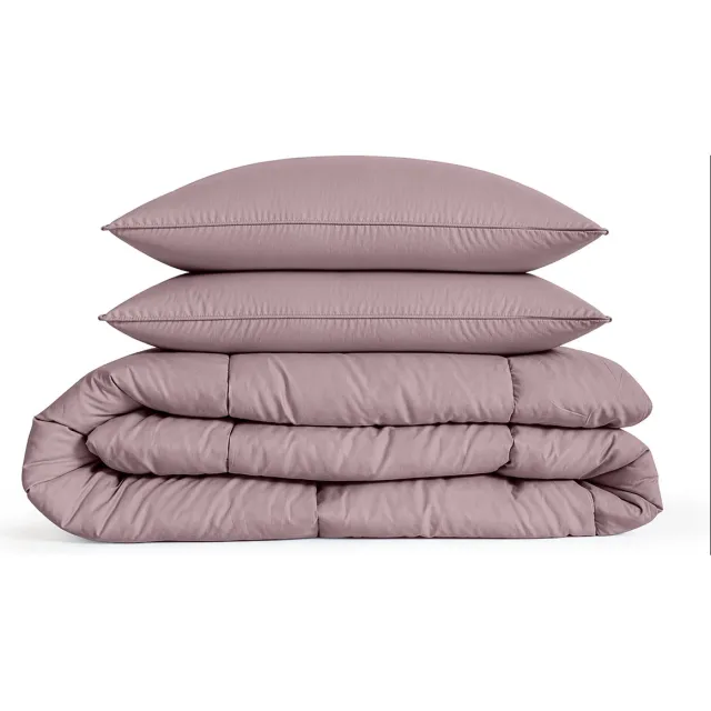 Eleganzzz Eazy Dekbed zonder Overtrek Inclusief Kussenslopen Mauve 200x200cm - Roze Dekbed - Wasbaar Dekbed - Hoesloos Dekbed - All Year Dekbed - Tweepersoons Dekbed Rose