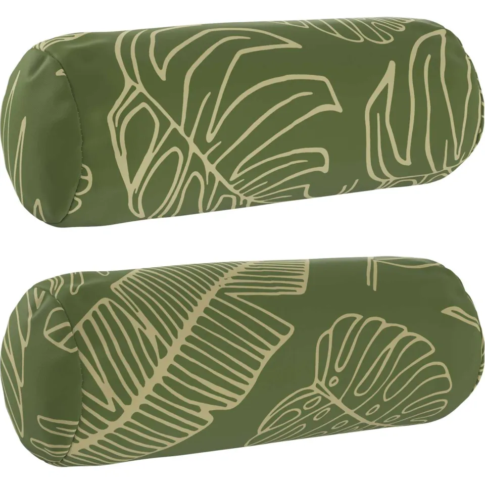 vidaXL Kussensloop 2 st HEERLEN Bladontwerp Dia. 15 x 40 cm Polyester Groen