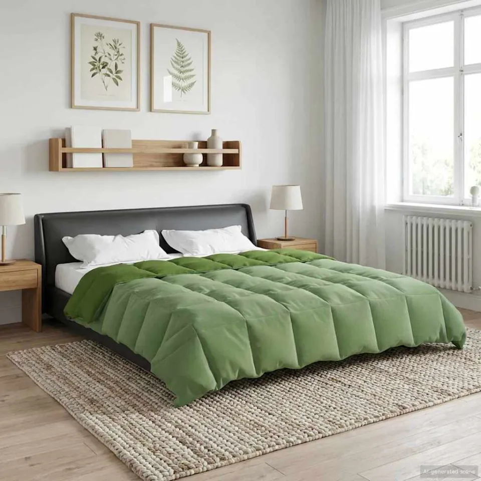 vidaXL Vol jaar dekbed 200 x 220 cm 300 GSM Microvezel Groen, foto 4