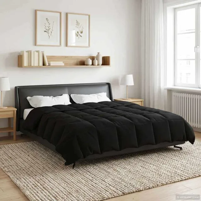 vidaXL Winter Dekbed 200 x 220 cm Winter Microfiber (100% polyester) Zwart