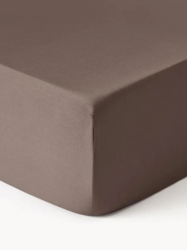 Westwing Collection Hoeslaken Comfort, katoensatijn Bruin