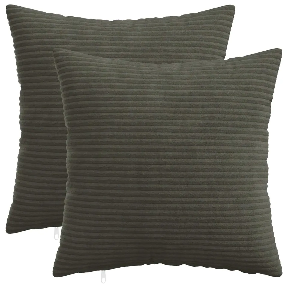 vidaXL Kussensloop 2 st HEERLEN Antracietkleurig 50 x 50 cm corduroy, foto 3