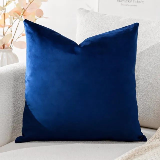 Ibenzoa Decoratieve Fluwelen Kussensloop voor Bank of Slaapkamer in Stijlvolle Kleur 45 x 45 cm Donkerblauw