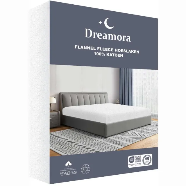 Kasteel Dreamora - Flanel Fleece Hoeslaken - 90x200 cm - Wit - 100% Katoen - Hoekhoogte tot 30 cm
