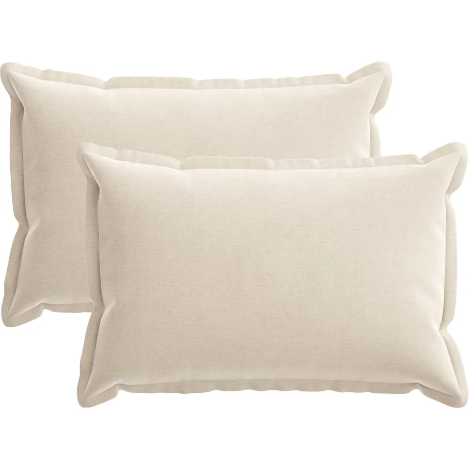vidaXL Kussensloop 2 st HOUTEN Crèmekleurig 50 x 75 cm Chenille Stof, foto 3